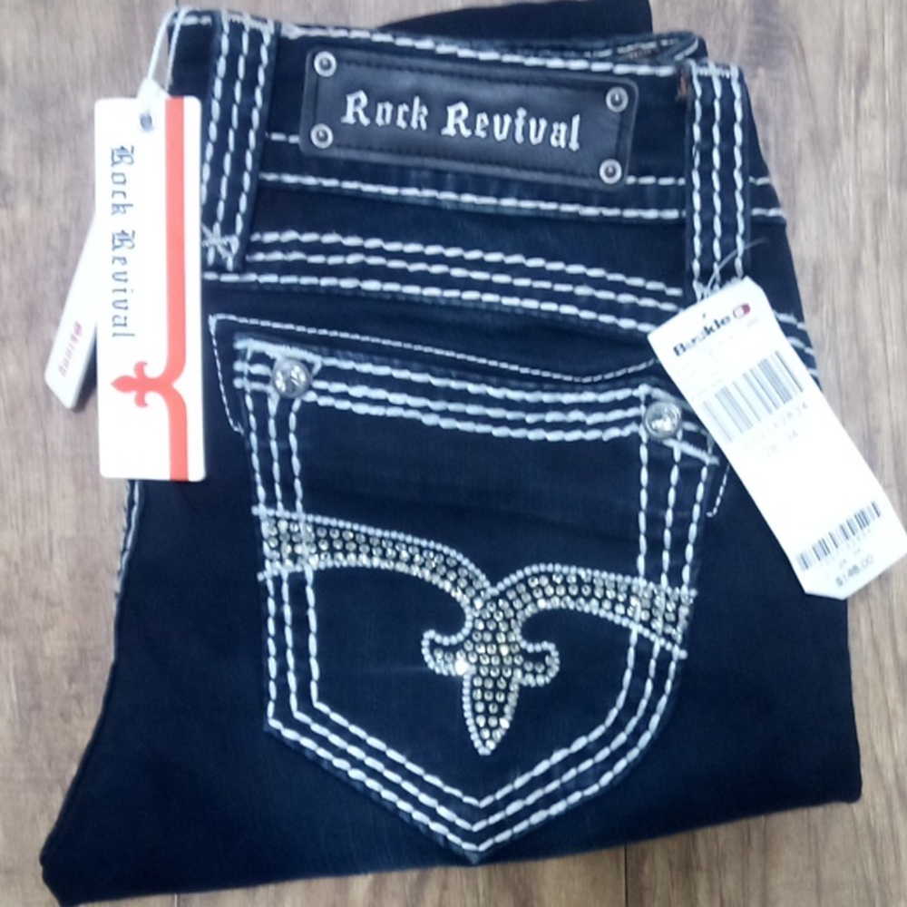 Rock Revival Women's Jeans 28 Aida Skinny Embellished Rhinestones NWT 148 USD
